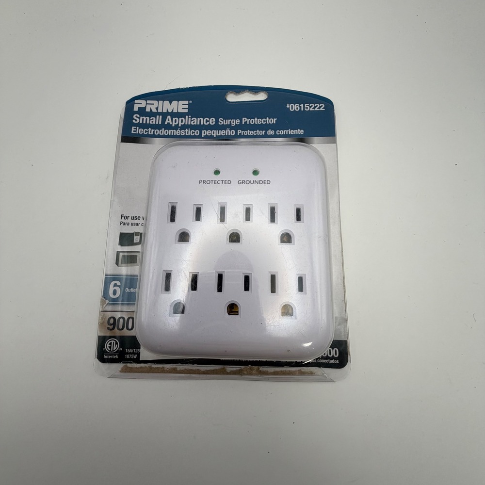 Prime 6 Outlet Power Strip Surge Protector 900 Joules 3ft Cord White PB42115